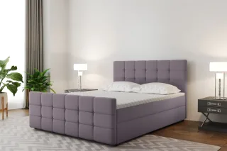 Boxspringbett Schlafzimmerbett SENON 160x220cm Stoff Flieder inkl. Bettkasten
