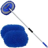 AURIVION Autowaschbürste Autowaschbürste mit langem Griff und 180° Drehkopf, Fliesen, Jalousien, PlisseesSchallplatten, Schuhe, (Set, 2-tlg., Auto Waschbürste für gründliche Fahrzeugreinigung außen), Waschbürste für Auto, schonende Reinigung mit Komf