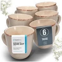 PURE LIVING INTERIOR DESIGN Geschirr-Set Rustic Becher, 6er-Set, 400 ml, Beige Steingut, 6 Personen, Steingut, Authentischer Landhausstil, Reaktive Glasur – jedes Stück ein Unikat,…