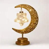 Diyarts Nachttischlampe Stern, LED-Glühbirne, Warmweiß, Langlebiges Metall, flackerfreies Licht, warmweiß, kabellos.