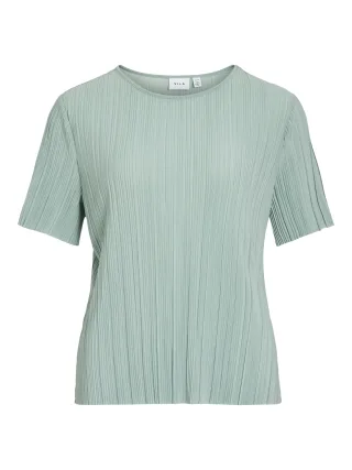 VILA - VIPLISA O-NECK S/S TOP - NOOS Blue Surf - Gr. - M