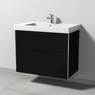 Sanipa 3way Waschtischunterbau zu Villeroy & Boch Subway 2.0 Waschtisch mit 2 Auszügen, Schwarz-Matt BS61408