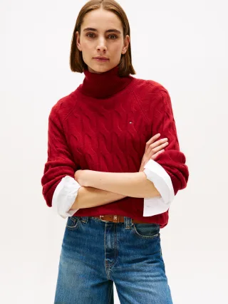 SOFT WOOL CABLE ROLL-NK LS SWT regatta red - Gr. - S