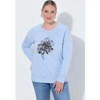 MIAMODA Sweatshirt Sweatshirt Loose Fit Blume mit Pailletten