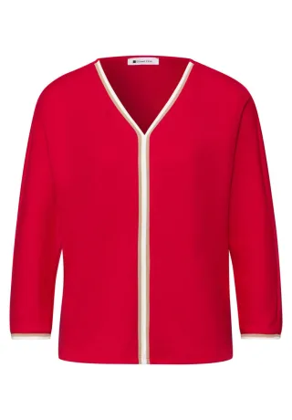 Street One - 3/4-Arm Shirt mit Kontrastdetail rot - Gr. - 36