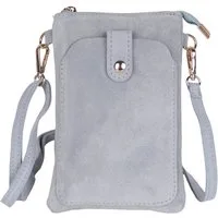 MIRROSI Handytasche Damen Kleine Umhängetasche aus Wildleder Made in Itlay (ca.14x21x3cm), Mini Handytasche zum Umhängen, Handy Tasche