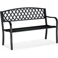 relaxdays Gartenbank Metall Gartenbank mit Flechtmuster (1-St)