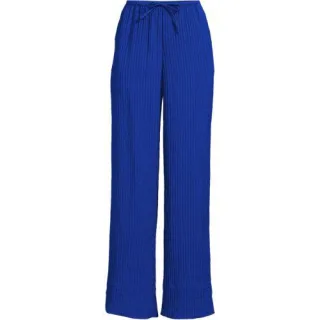 Weite Crinkle-Hose, Damen,  Blau, Nylon/Viskose, by Lands' End