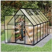FIVMEN Gewächshaus ALU mit Fundament rostfrei BxTxH: 340 × 180 × 195 cm, Premium Gartengewächshäuser Aluminium mit 6 cm Fundament