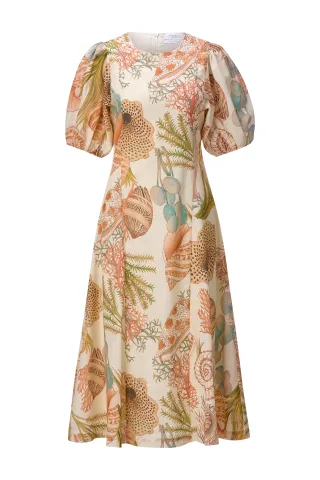 Rich & Royal - Printed Summer Cotton Midi Dress soft papaya - Gr. - 40