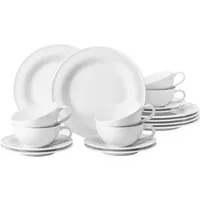 Seltmann Weiden Teeservice Geschirr-Set Beat (18-tlg), 6 Personen, Porzellan, Teetassen, Rillendekor, 18 Teile, für 6 Personen