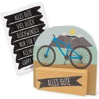 itenga Geschenkbox itenga Geldgeschenkverpackung Fahrrad Mountainbike modern mit Stickerb