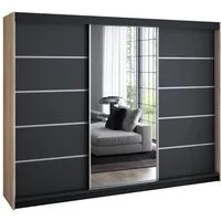 A&J MöbelLand GmbH Schiebetürenschrank VILUNO mit 4 Schubladen und Spiegel (nur für kurze Zeit! TOP ANGEBOT! Geräumiger Schrank mit einer Breite von 200 cm und Spiegel, ideal zur Aufbewahrung von Kleidung und Accessoires. 4 Schubladen und viel Staura