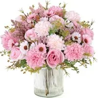Kunstblumenstrauß Künstliche Rosenblumen 2er-Set – Seidenblumenstrauß für Dekoration, FOUORTUNATE-BEE, Perfekt für Hochzeit, Party oder Heimdekoration in Rosa