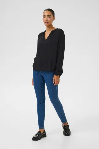 Langarm-Bluse Regular fit Black