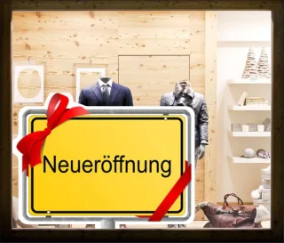 Aufkleber NEUERÖFFNUNG oder als Adhäsionsfolie