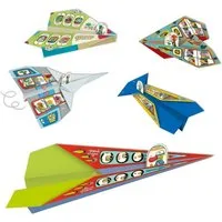 DJECO Kreativset Origami Papier Flugzeuge 20 bunte Fliegervorlagen Papierflieger