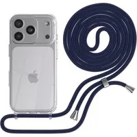 EAZY CASE Handykette Hülle mit Kette für Apple iPhone 17 Pro 6,3 Zoll, Kette zum Umhängen Backcover Etui Schutzhülle Hülle mit Band Case Blau