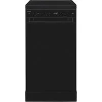exquisit Standgeschirrspüler 9311 GSP9311-450C schwarz, 9 l, 10 Maßgedecke, 10 Maßgedecke, LED, Besteckschublade, Auto Door Open, AquaStop