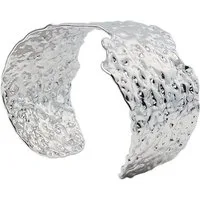 SHELAGO Armreif - Breiter Armreif Damen – aus Edelstahl in Silber oder vergoldet (Armreif, 1-tlg., inkl. Schmuckverpackung), Gehämmerte Struktur- 40 mm breit - glänzende Statement-Optik
