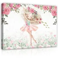 Wallarena Leinwandbild Mädchen Baletnica - Rosa - Elegant - Schlafzimmer, Mädchen, 60x40x2cm