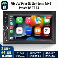 ESSGOO 7'' Android15 CarPlay Für VW Golf 4 Polo 9N Passat B5 Navi WIFI RDS BT Autoradio (RDS, 4+64GB(optional), Digitalradio (DAB), FM, SWC, Apple Carplay Android Auto GPS Navi WIFI BT EQ mit USB- und Type-C)