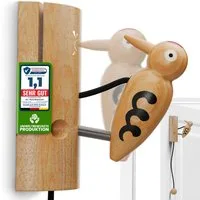 Eli Spielzeug-Gartenset Klingel aus Holz für Baumhaus - Spielhaus - Kinderzimmer - Haustür, (Stelzenhaus - Türspecht - Glocke - Geschenk für Jungen und Mädchen), Buchenholz