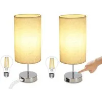 Nettlife Nachttischlampe Nachttischlampe touch dimmbar mit Ladefunktion USB, mit Ladefunktion USB, LED wechselbar, Warmweiß, für Schlafzimmer kinderzimmer Bedside