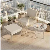 GOTLAND Sitzgruppe Rattan-Sitzgruppe für Terrasse & Garten, Outdoor-Loungesessel, (Set, 3-tlg), mit Hocker und rundem Couchtisch