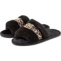 Vivance Dreams by Lascana Hausschuh, Plüschhausschuh, Pantolette mit kuscheligem Fellimitat und Animal-Print VEGAN
