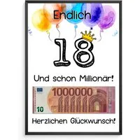 Tigerlino Poster Geldgeschenk 18. Geburtstag Jungen Mädchen Geburtstagsgeschenk