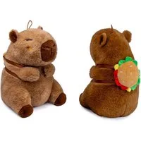 soma Kuscheltier Capybara Kuscheltier braun 20 cm Plüsch mit Snackrucksack Burger (Set, 1-St., Geschenk-Set), Kuscheliges Capybara mit Snack-Accessoire auf dem Rücken Geschenkidee