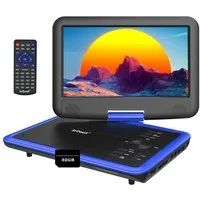 TWUFY 11,5" Tragbarer DVD-Player mit 9,5" HD-Schwenkbildschirm Portabler DVD-Player (6 Stunden Akkulaufzeit, Sync-TV/USB/TF-Karte-Unterstützung)