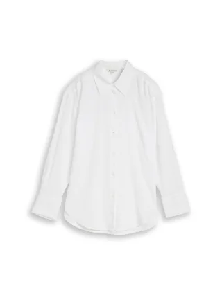 Tom Tailor - Oversize Hemdbluse mit Leinenanteil white - Gr. - 40