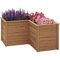 COSTWAY Blumenkasten, L-förmig Hochbeet, aus Tannenholz, 120x120x63cm