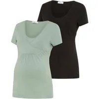 Neun Monate Umstandsshirt 2er Pack Umstands-T-Shirt (Packung, 2-tlg., 2) ausgestellte Passform, Kurzarm, Wickeloptik mit Stillmöglichkeit