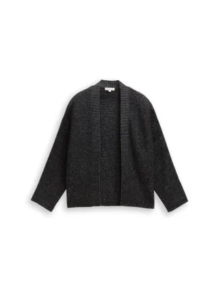 Tom Tailor - Cropped Cardigan mit Glitzer-Effekt schwarz - Gr. - XS