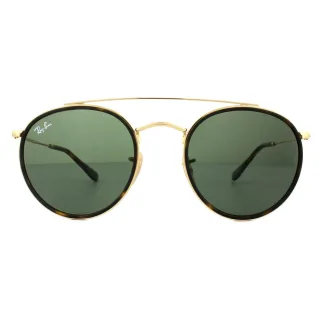 Ray-Ban Sonnenbrille Runde Doppelbrücke 3647N 001 Gold Grün