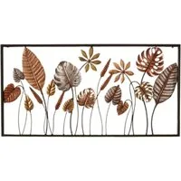 Home-trends24.de Metallbild Blätter Metall Kupfer 90 x 45 Wandbild Wanddeko 90 cm, Blätter