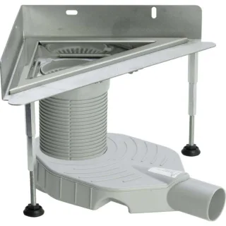 Viega Advantix Eckablauf Grundkörper 619794 DN 40/50, Edelstahl, glänzend, BH 110-200mm, gerade