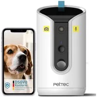PetTec Überwachungskamera Pet Cam Hello (Innenbereich, Wohnzimmer, Schlafzimmer, Kinderzimmer, Leckerlieauswurf)
