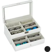 relaxdays Brille Brillenbox für 12 Brillen, weiß