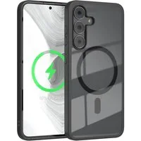 EAZY CASE Handyhülle Transparente Hülle mit MagSafe Galaxy S25 FE 6,7 Zoll, Qi Charging kompatibel, Silicon Case, Slimcover Displayschutz, Schwarz
