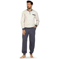 Comte Schlafanzug Lunar Lounge (Set, 2 tlg., 2-teilig) Herren Pyjama lang Langarm Baumwolle geknöpft große Größen
