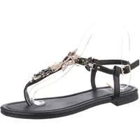 Ital-Design Damen Zehentrenner Freizeit Zehentrenner (86192832) Blockabsatz Riemchensandalen in Schwarz