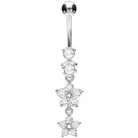 PIERCINGLINE Bauchnabelpiercing Chirurgenstahl Bananabell 2 KRISTALLBLUMEN (Bananabells, 1-tlg)