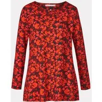 Himalaya Clothing Tunika Damen Langarmshirt mit floralem Allover-Print - Tunika Shirt Viskose Weich fließende Tunika Damen leicht ausgestellt