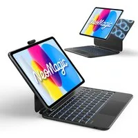 Inateck Magnetische Tastatur Hülle für iPad A16 11/10 Gen, Magic Keyboard iPad-Tastatur (Großes Trackpad,LED Anzeige,7 Farben Hinterleuchtet,mit Stifthalter)