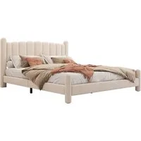 Flieks Polsterbett, Doppelbett 180x200cm mit fächerförmigem Kopfteil+zylindrischen Beinen