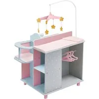 TEAMSON™ KIDS    Puppen Pflegecenter Puppenmöbelset aus Holz mit Wickeltisch, Hochstuhl & Waschbecken